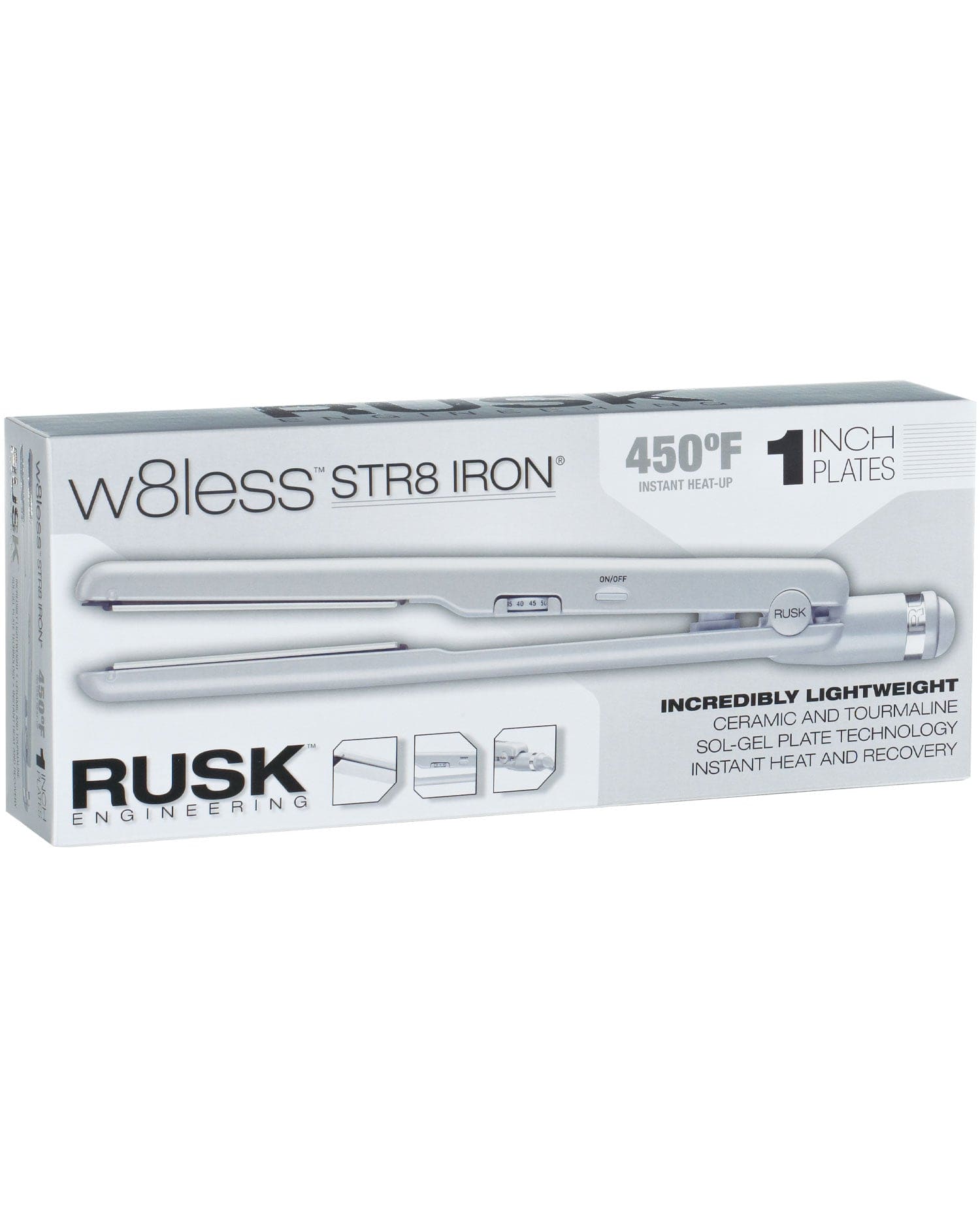 RUSK - w8less STR8 Straightening Flat Iron, 1 inch