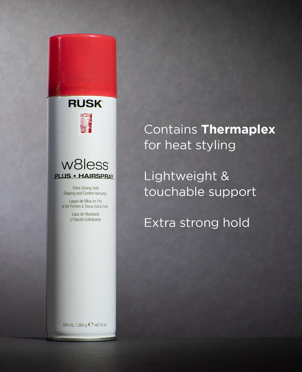 Rusk Styling W8LESS PLUS  10 OZ          80% PROP 65 Designer Collection W8less Plus - Extra Strong Hold Hairspray 80% VOC