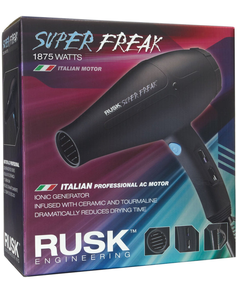 RUSK Super Freak Ceramic and Tourmaline 2000 Watt Pro Hair Dryer - Free Flat Iron Included
